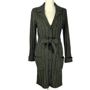 Vintage Distinctive Olive Green Belted Cardigan Dark Academia Cottagecore S